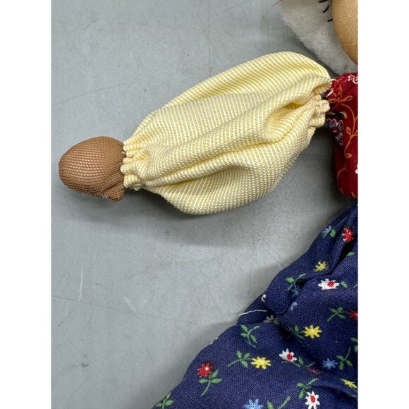 Handmade Fabric Rag Doll With Floral Patterned Clothes & White Felt Hat 12" READ - Picture 6 of 16